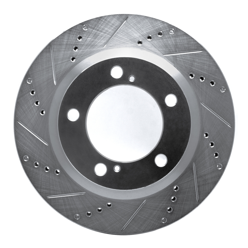 Lexus LX570 Brake Rotor (1) - Front Left - R1 Concepts - Drilled & Slotted - Silver - `08-`21